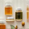 Various stylized supplement bottles and capsules